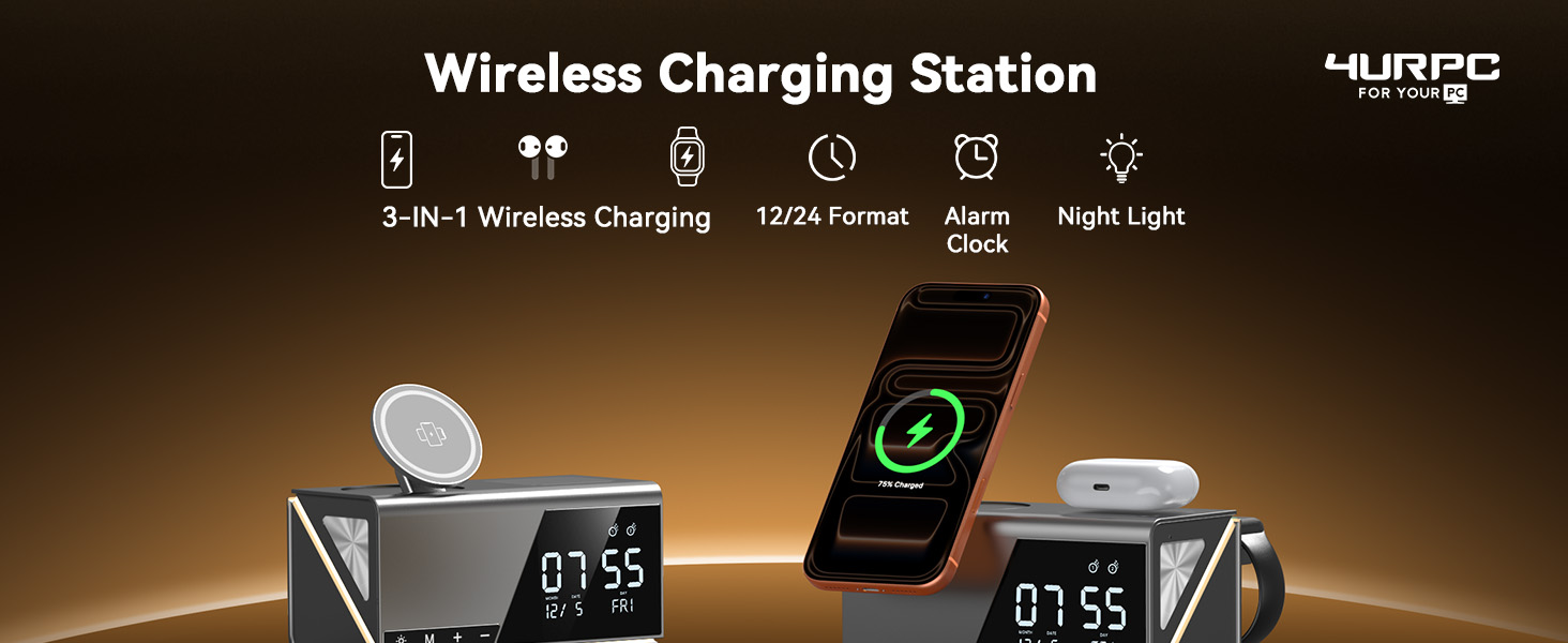alarm clock with wireless charging iphone alarm clock docking station Charging station with clock