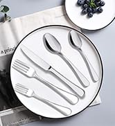 Silverware Set, ENLOY 20 Pieces Stainless Steel Flatware Cutlery Set, Include Knife Fork Spoon, M...