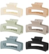 6 Pack Square Claw Clips, Big Hair Claw Clips for Women Girls, 4.1" Large Non-slip Hair Clips, Re...
