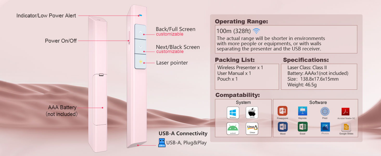 NORWII N26 Long Control Range Presentation Clicker_details_05_CUSTOMISA