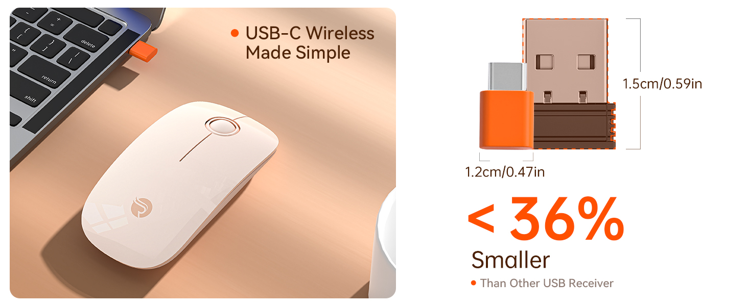 R306C USB C Wireless Mouse for Macbook, iPad, Chromebook