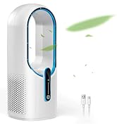 Misby Desk Fan, 11.8 Inch Portable Bladeless Fan, Small Quiet Rechargeable Desktop Fan, 3 Adjusta...