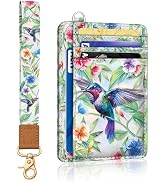 Yonlevres Hummingbird RFID Wristlet Wallet for Women Slim, Small Credit Card Holder Front Pocket ...