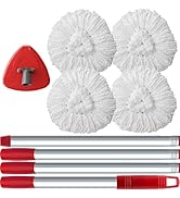 4 Pack Spin Mop Replacement Head Compatible with O-Cedar EasyWring 1 Tank, 30-58" Mop Handle Base...