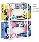 Double Glove Dispenser Wall Mount - 2 Wire Rack Tissue Napkin Gloves Box Holder, Durable Metal Pa...