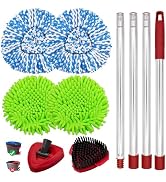 Mop Sets for O Cedar RinseClean 2 Tank Spin Mop System, 2 Microfiber Head Refills and 2 Chenille ...