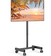 Perlegear Mobile TV Cart, Rolling TV Stand for 13-50 inch with 30° Tilt Universal TVs Cart for LE...