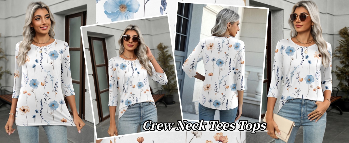 crew neck tees tops