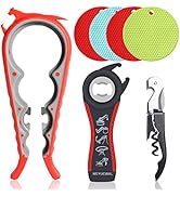 Latest Jar Opener Bottle Opener for Weak Hands, 5 in 1 Multifunctional Non-Slip Can Lid Opener To...