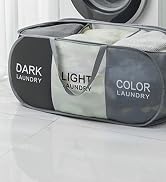 Collapsible Laundry Basket Durable Pop Up Hamper with 2 Compartments for Sort and Storage, Portab...