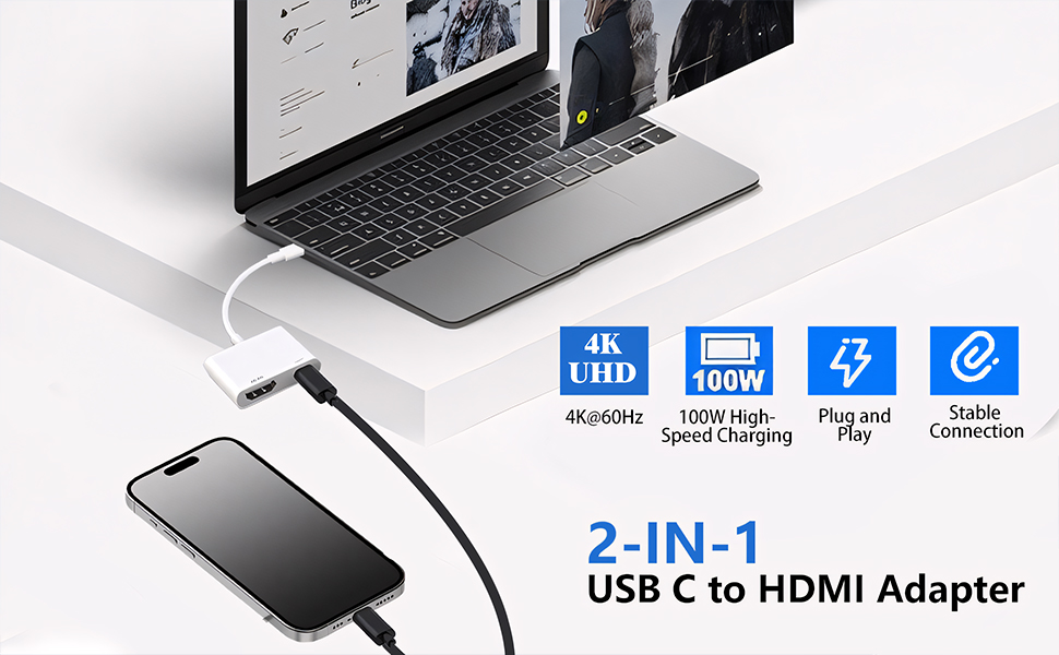 2-IN-1 USB C to HDMI Adapter