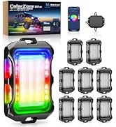 MICTUNING Q2 MAX RGB+IC Rock Lights - 8 Pods Multi-Color Zone Chasing Ultra-Bright Underglow Neon...