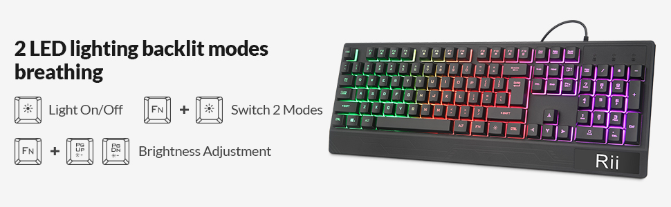 Rii RK400 Gaming Keyboard with LED RGB Backlit