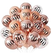 Adeyoo 90th Birthday Balloons Decorations - 24 Pcs Birthday Balloons for Women, Metallic Rose Gol...