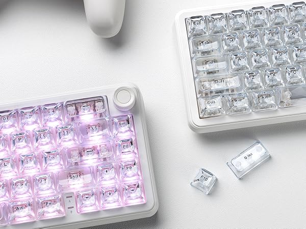 White Crystal jelly keycaps,thick pc keyboard caps