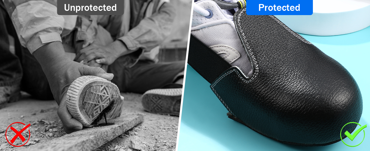 Steel Toe Cap Safety Shoe Covers, Workplace Shoe Cover with Adjustable Strap Universal Steel Toe
