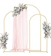 VEVOR Arch Backdrop Stand, Set of 3, 7.2/6.6/6 ft, Stable Structure, Easy Assembly, Gold Metal Ar...