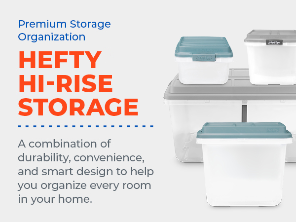 Hefty Hi-Rise storage containers for organized home storage
