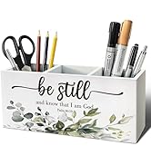 ELMCH Christian Pen Pencil Holder, Christian Gifts for Women Men Wood Desk Organizer and Accessor...