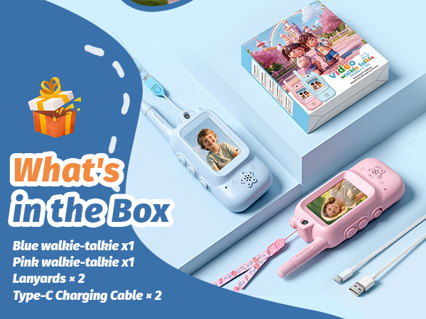 kids two-way radio gift set with lanyards charging cables for birthdays Christmas