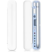 Aplfan Pencil Storage Case for Apple Pencil Pro/2nd/1st/USB-C, White Plastic Box with Blue Silico...
