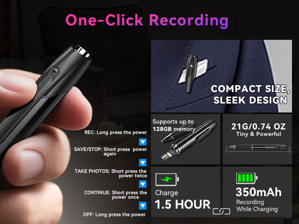pen cameras with audio and video