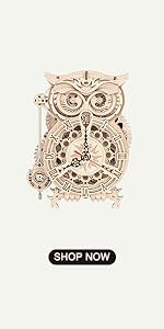 ROKR 3D Wooden Puzzles for Adults, Wooden Puzzle Clock, Mechanical Building Model Kits, DIY Model Ki...