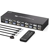 PVBCTCSID KVM Switch 4 Computers 2 Monitors HDMI and Displayport 4K120Hz 4 Port KVM Switch for 4 ...
