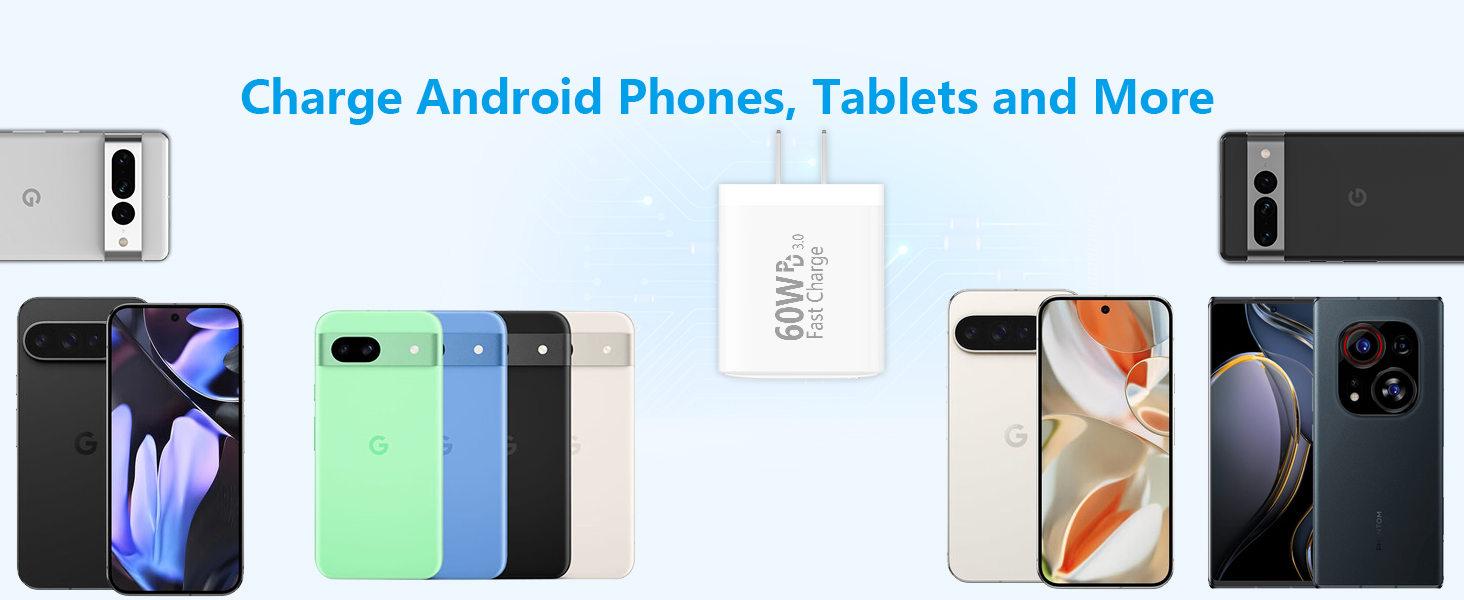 2Pack 60W 4Port USB C Wall Charger Block Dual PD&amp;amp;QC Power Type C Fast Charging Adapter USB-A Charge