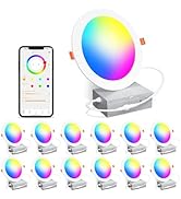 Recessed Lighting 4 Inch RGBCW Color Changing Smart LED Recessed Ceiling Light 12W 1050 LM Downli...