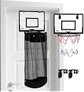 2-in-1 Over the Door Basketball Laundry Hamper and Basketball Hoop, Durable Hanging Sports Laundr...