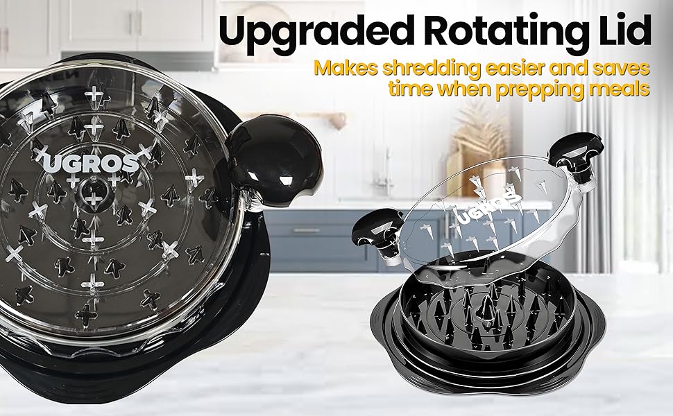 rotating lid, shredding lid, time-saving kitchen tool