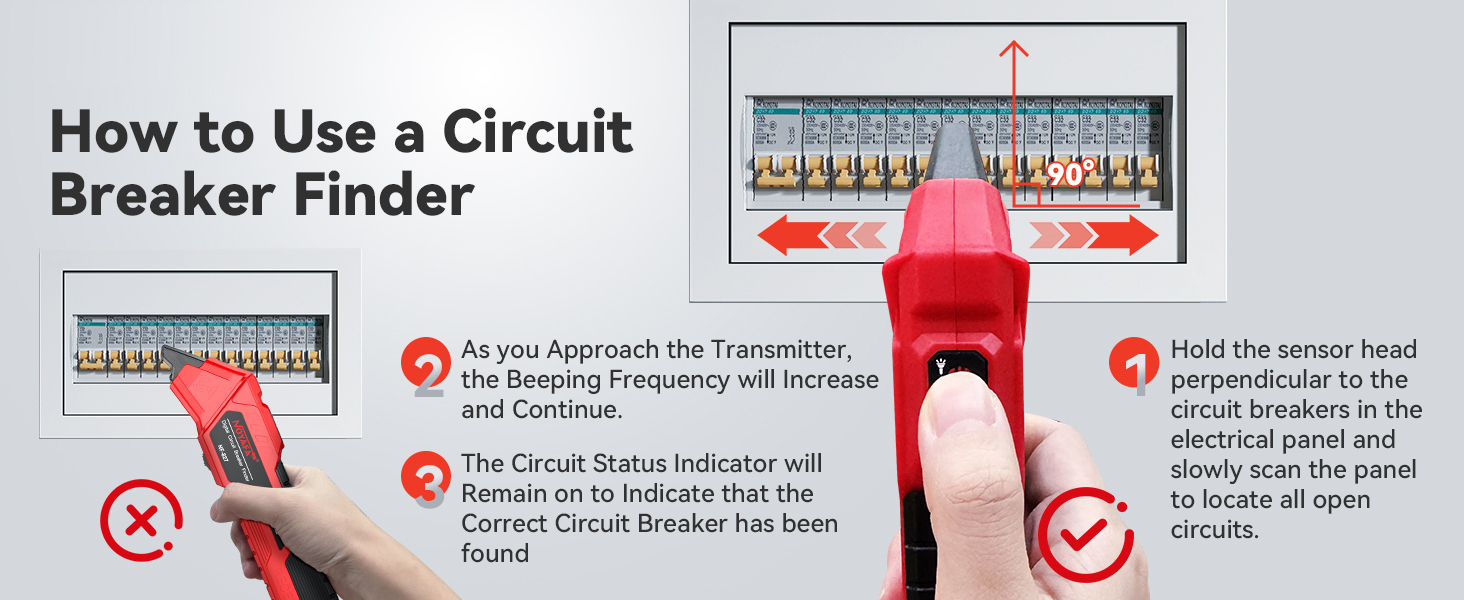 Circuit Breaker Finder Tool with 3 accessories and GFCI outlet tester