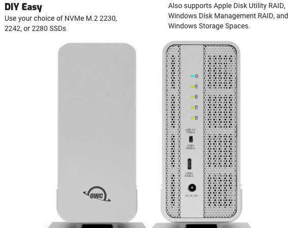 External Storage Enterprise NAS SAS SSD thunderbolt USB-C RAID SoftRAID NVME 4 DRIVE
