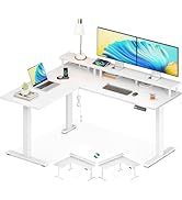 AODK Electric L-Shaped Standing Desk, Height Adjustable Office Desk with Monitor Stand, Sit-Stand...