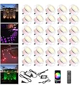 Smart LED Deck Light Kits - 30 Pack of 1.77" Low Voltage Recessed RGBW Deck Lights IP67 Waterproo...