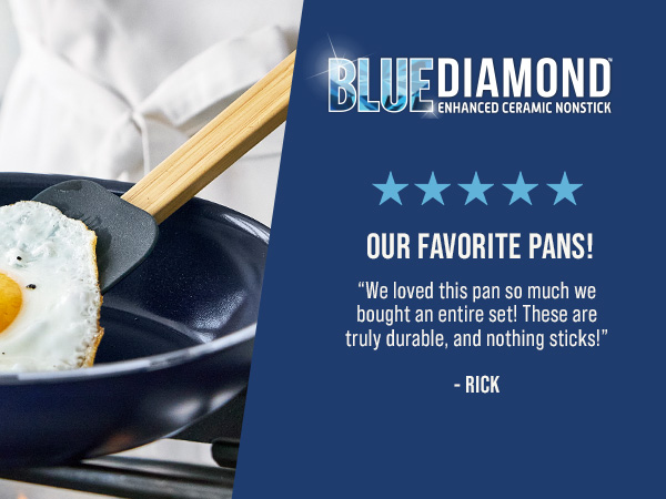 BlueDiamond, Ceramic Nonstick, PFAS-Free, Non-Toxic, Cookware, Frypans, Classic