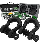 Rhino USA D Ring Shackle 41,850lb Break Strength – 3/4” Shackle with 7/8 Pin for use with Tow Str...