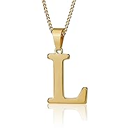 Suweibuke Initial Necklace for Men Women Boys Girls, 18K Gold Plated 26 Letters Pendant Necklace,...