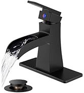 FORIOUS Matte Black Bathroom Faucet Waterfall, Bathroom Faucets for 1 or 3 Holes Sink with Single...