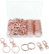 60 Pcs Premium Rose Gold Swivel Clasps Lanyard Snap Hooks with Key Rings, Key Chain Clip Hooks Lo...