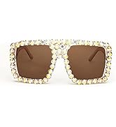 FEISEDY Square Diamond Sunglasses for Women Retro Fashion Shiny Rhinestone Sun Glasses B2916