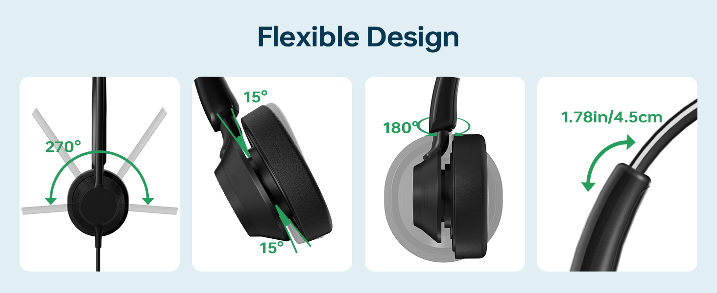 Computer Headset, work headset with mic noise canceling, work headset with mic