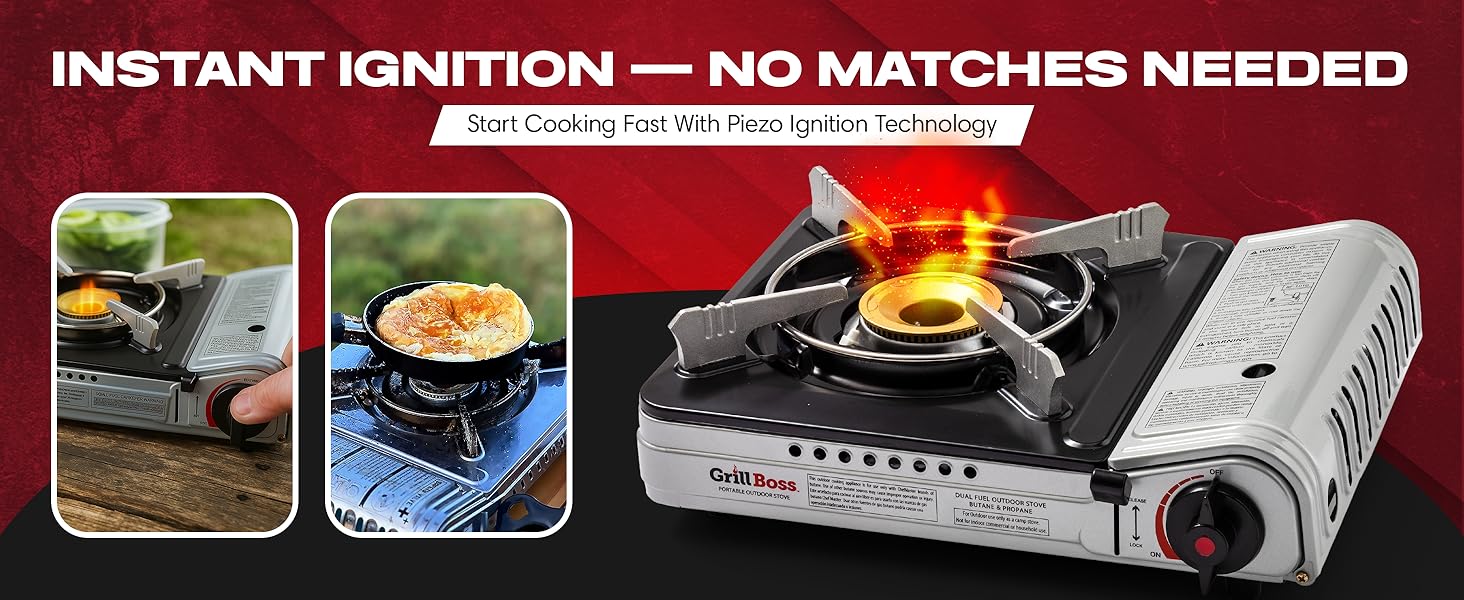 Grill Boss Dual Fuel Portable Stove, Dual Fuel Butane &amp;amp; Propane Stoves