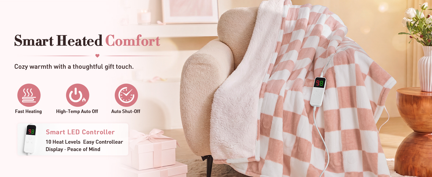 pink heated blanket