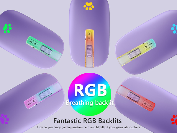 7 different colorful breathing lights usb mouse computer mouse