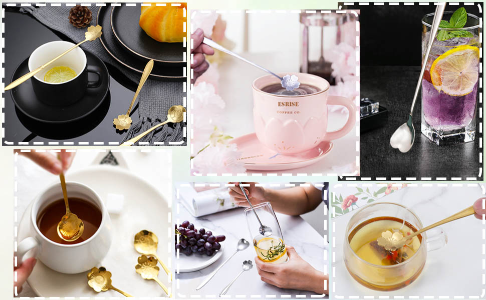 9 Pcs Flower Spoon Coffee Teaspoon Set
