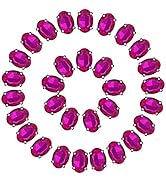 Hot Pink Rhinestones Oval Sew On Rhinestone 50pcs 10x14mm Flatback Rhinestones with Silver Prongs...