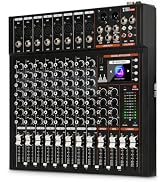 XTUGA LUX-80 8 Channel Audio Mixer,Color Screen Sound Board w/Lyric Display | DJ Mixer,Bluetooth ...