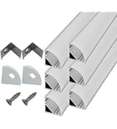 HAMRVL 6-Pack 1ft/30cm 16x16mm Led Aluminum Channel System with Cover V Shape, Led Strip Light Di...